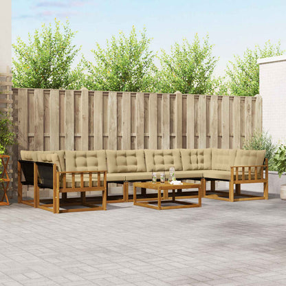 Set di divani da esterno con cuscino 8 pcs Naturale e Beige