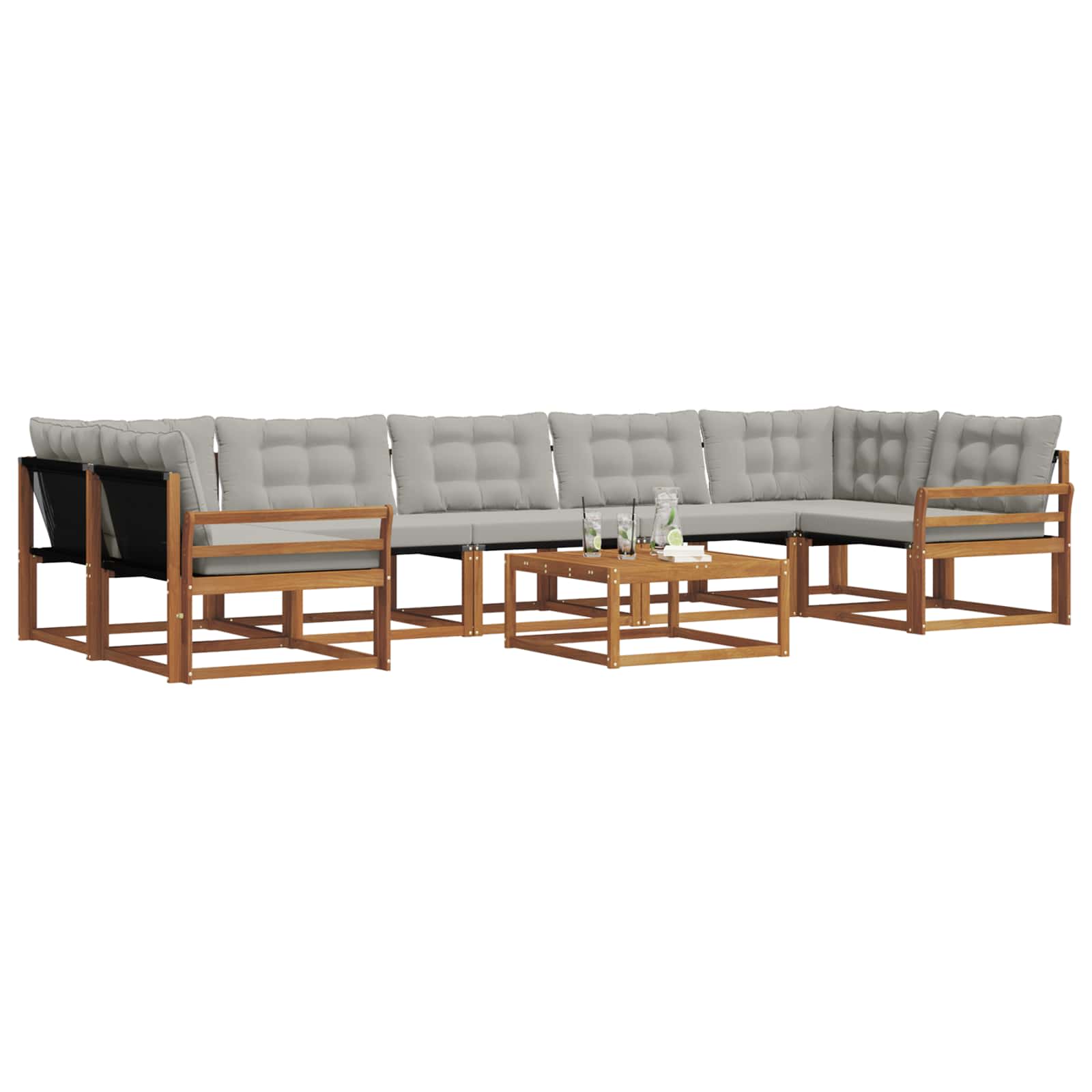 Set di divani da esterno 8 pcs Grigio Naturale e Chiaro | homemem39