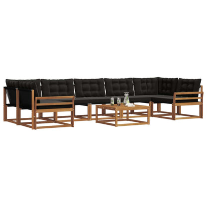 Set di divani da esterno con cuscino 8 pcs Naturale e Nero