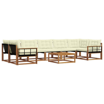 Set di divani da esterno con cuscino 8 pcs Naturale e Crema | homemem39