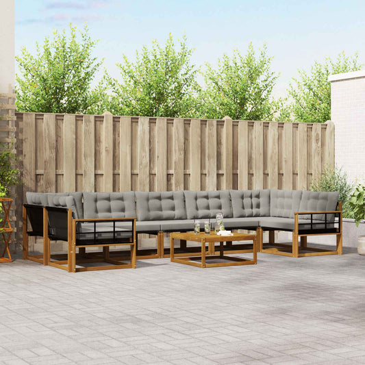 Set di divani da esterno 8 pcs Grigio Naturale e Chiaro | homemem39