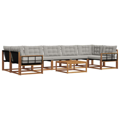 Set di divani da esterno 8 pcs Grigio Naturale e Chiaro