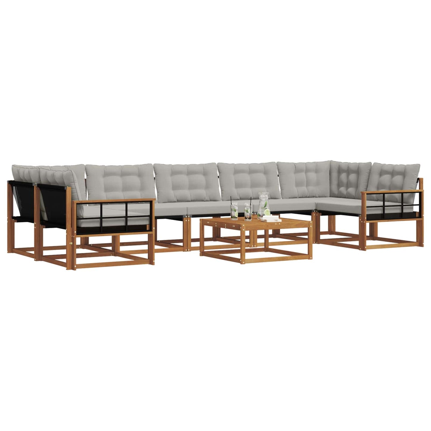 Set di divani da esterno 8 pcs Grigio Naturale e Chiaro | homemem39