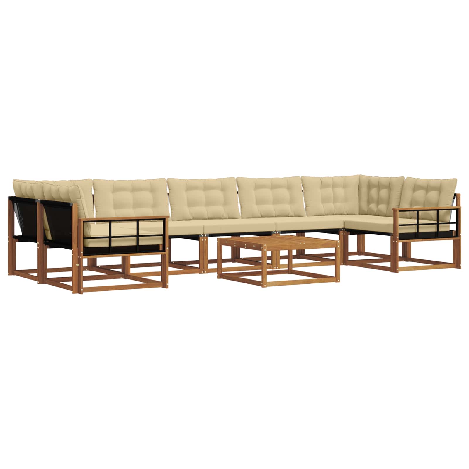 Set di divani da esterno con cuscino 8 pcs Naturale e Beige | homemem39