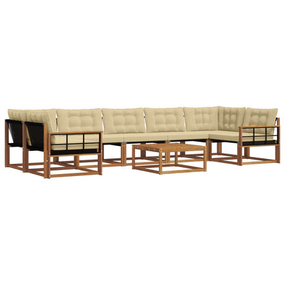 Set di divani da esterno con cuscino 8 pcs Naturale e Beige | homemem39