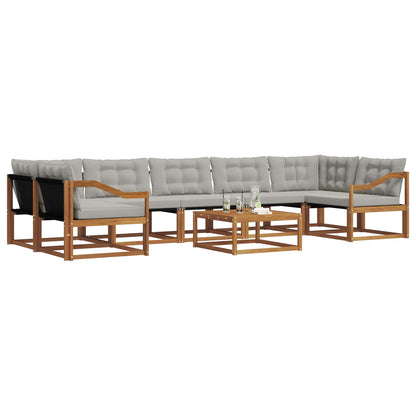 Set di divani da esterno 8 pcs Grigio Naturale e Chiaro