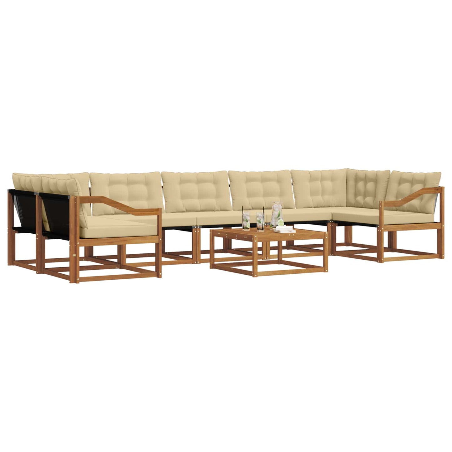 Set di divani da esterno con cuscino 8 pcs Naturale e Beige | homemem39