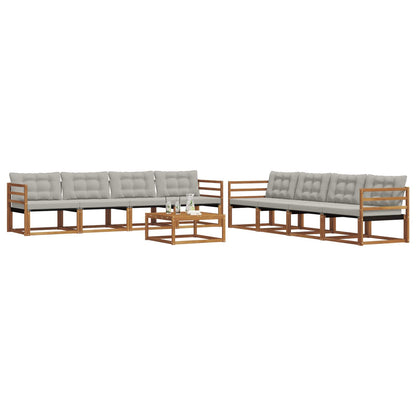 Set di divani da esterno 9 pcs Grigio Naturale e Chiaro | homemem39