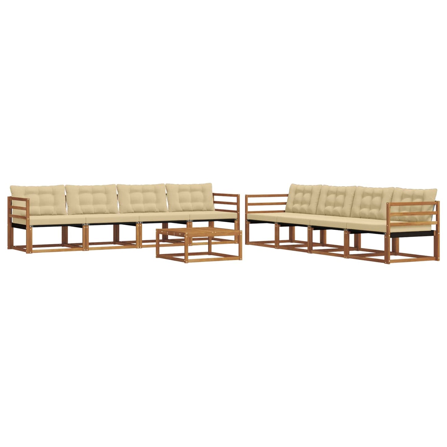 Set di divani da esterno con cuscino 9 pcs Naturale e Beige