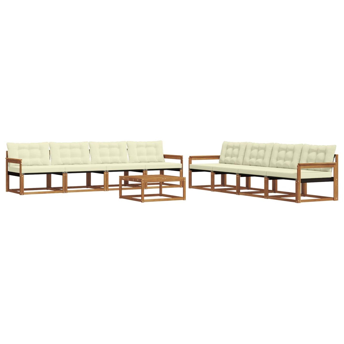 Set di divani da esterno con cuscino 9 pcs Naturale e Crema | homemem39