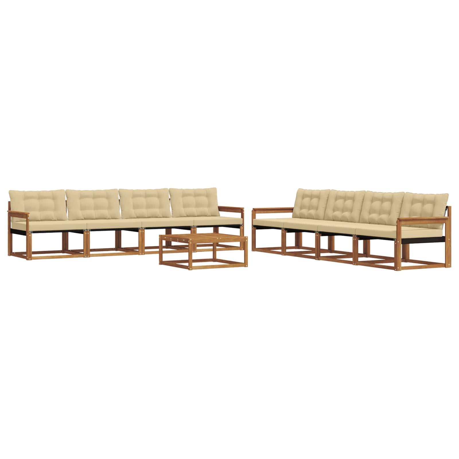Set di divani da esterno con cuscino 9 pcs Naturale e Beige | homemem39