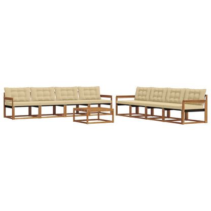 Set di divani da esterno con cuscino 9 pcs Naturale e Beige | homemem39