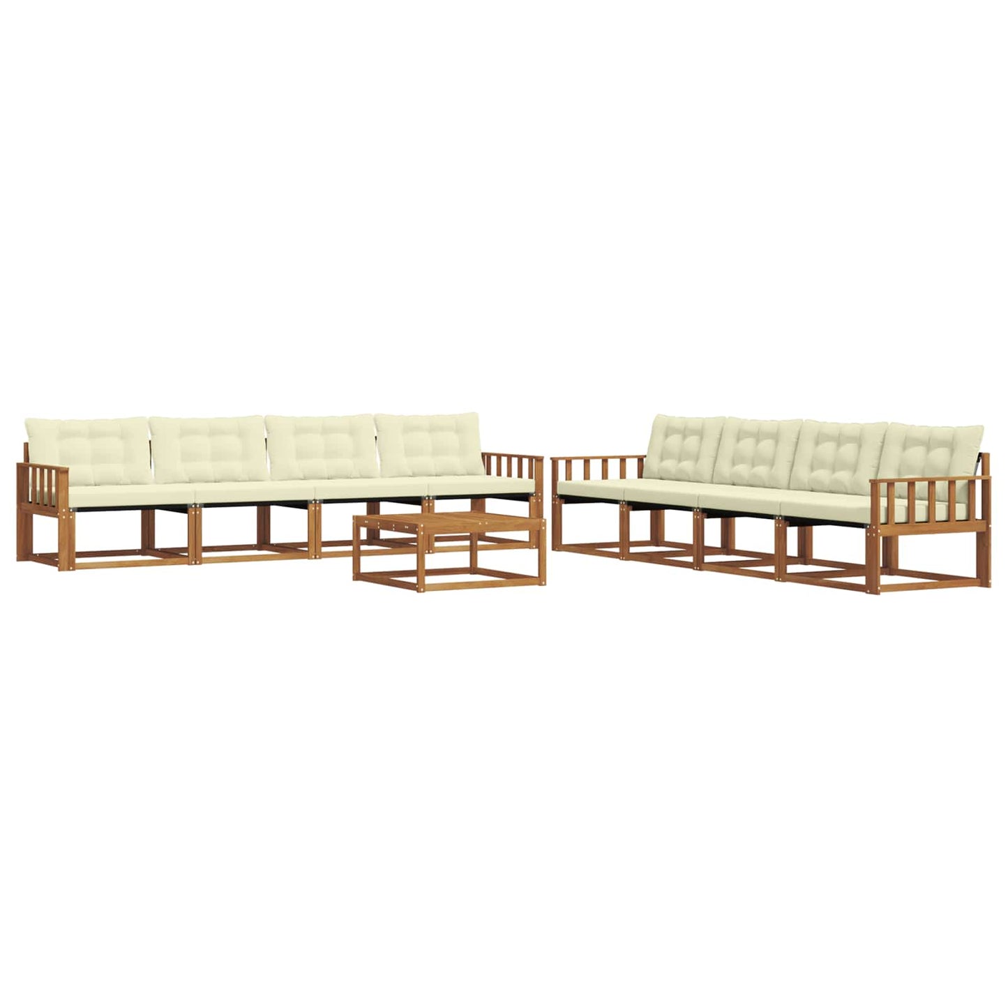 Set di divani da esterno con cuscino 9 pcs Naturale e Crema