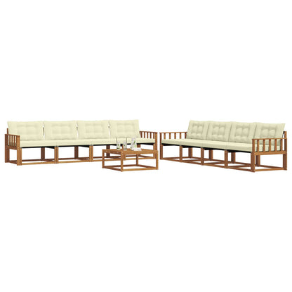 Set di divani da esterno con cuscino 9 pcs Naturale e Crema | homemem39