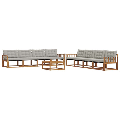 Set di divani da esterno 9 pcs Grigio Naturale e Chiaro | homemem39