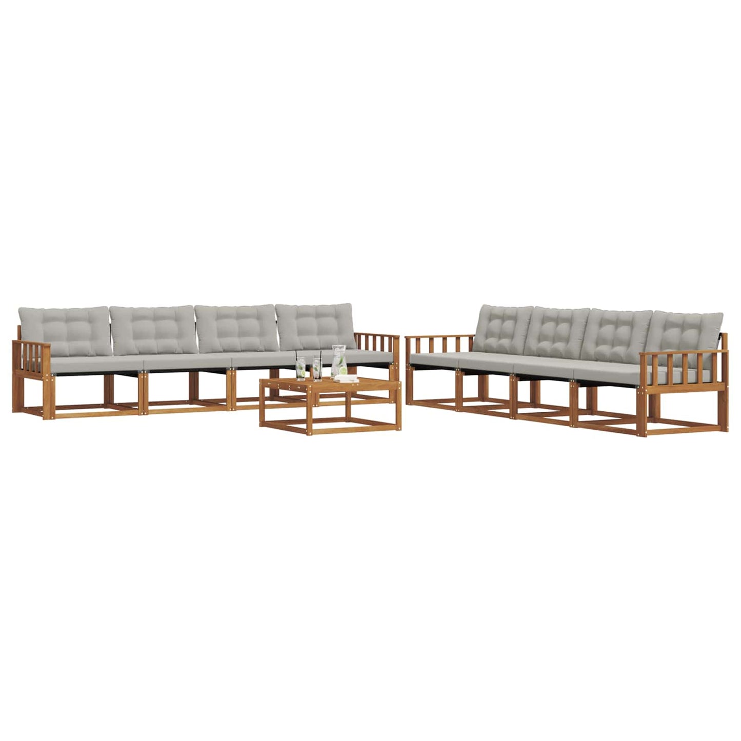Set di divani da esterno 9 pcs Grigio Naturale e Chiaro | homemem39