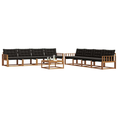 Set di divani da esterno con cuscino 9 pcs Naturale e Nero | homemem39
