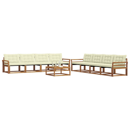 Set di divani da esterno con cuscino 9 pcs Naturale e Crema