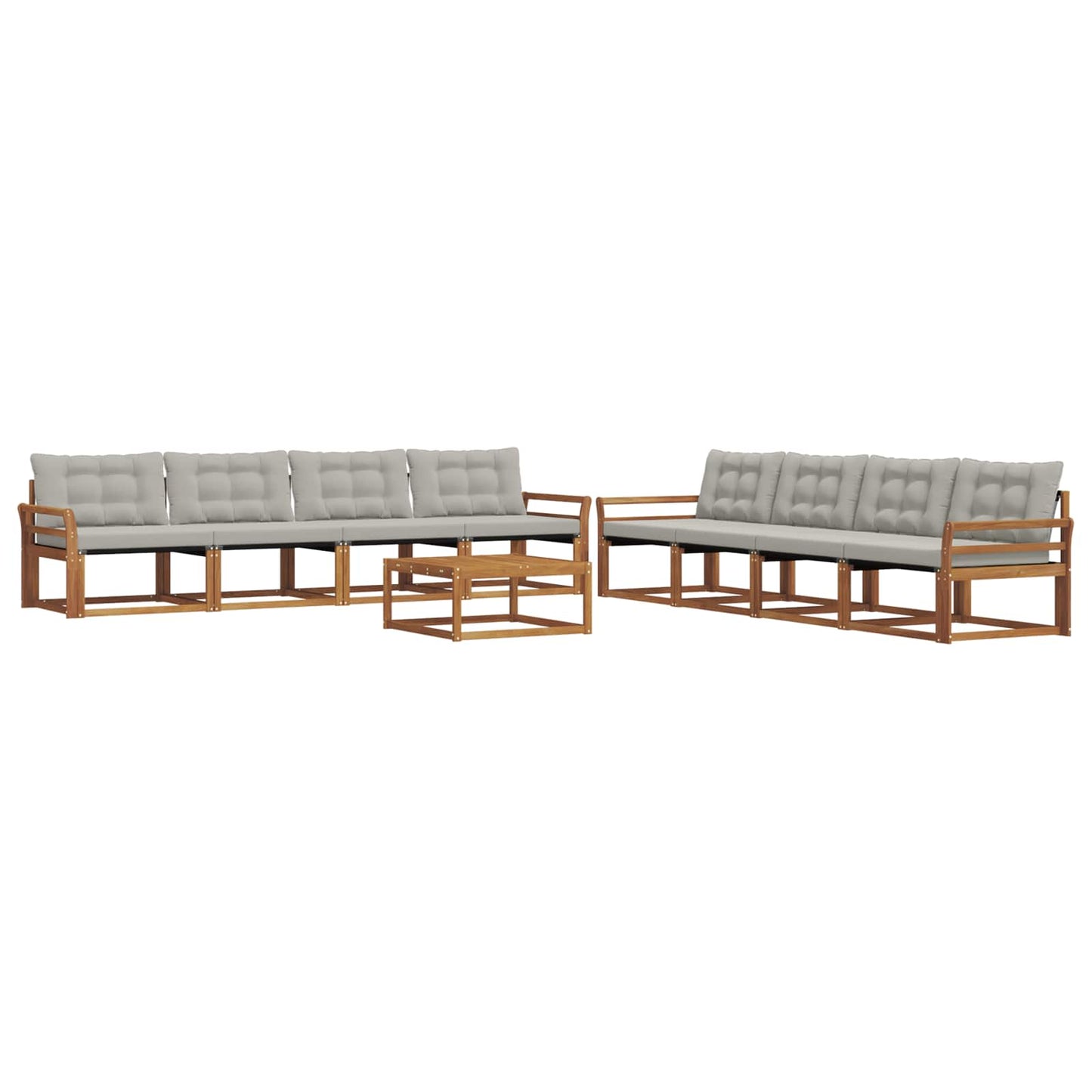 Set di divani da esterno 9 pcs Grigio Naturale e Chiaro | homemem39