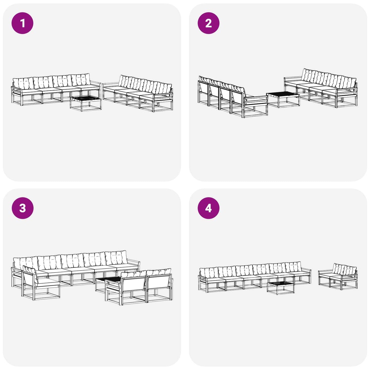 Set di divani da esterno 9 pcs Grigio Naturale e Chiaro | homemem39