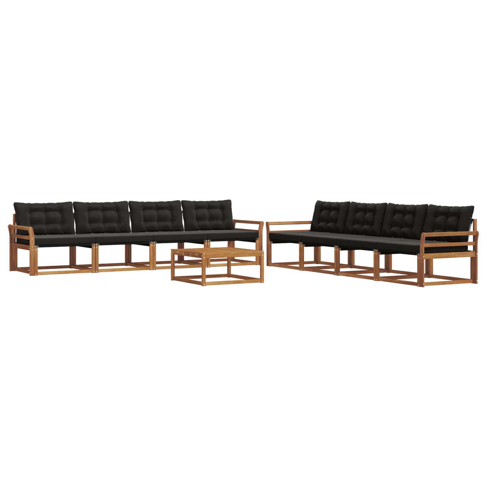 Set di divani da esterno con cuscino 9 pcs Naturale e Nero | homemem39