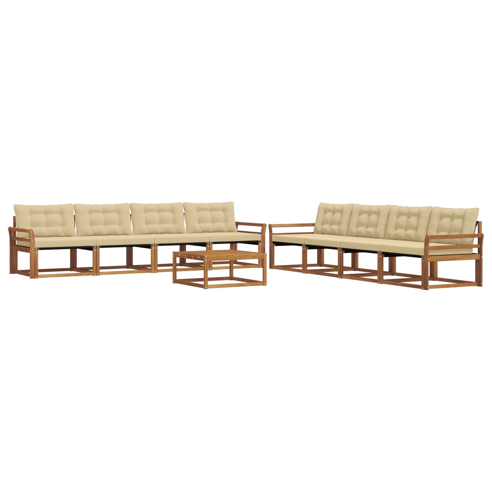 Set di divani da esterno con cuscino 9 pcs Naturale e Beige | homemem39