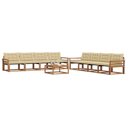 Set di divani da esterno con cuscino 9 pcs Naturale e Beige | homemem39