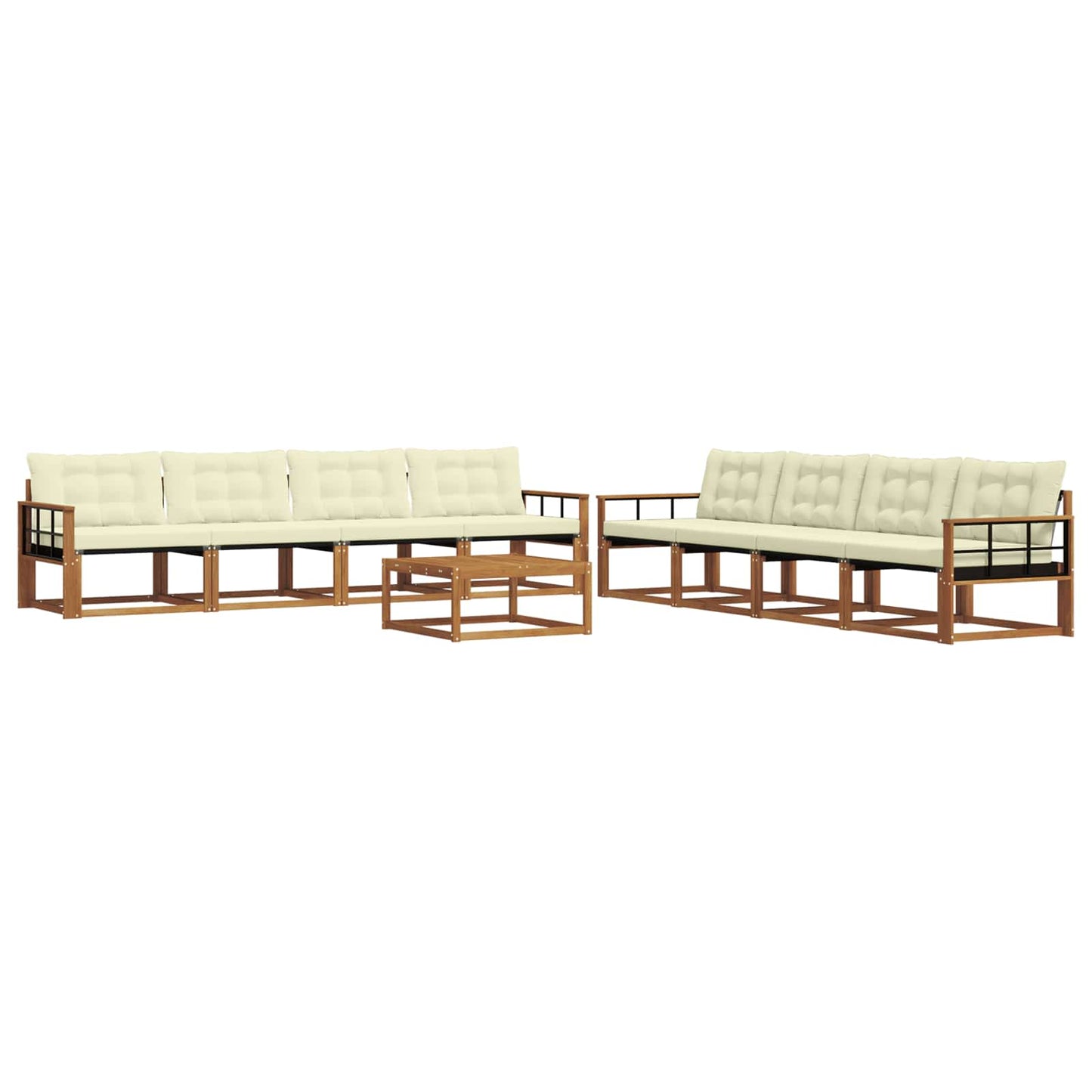 Set di divani da esterno con cuscino 9 pcs Naturale e Crema