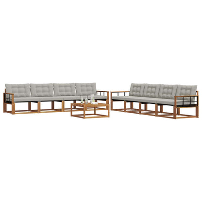 Set di divani da esterno 9 pcs Grigio Naturale e Chiaro