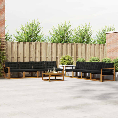 Set di divani da esterno con cuscino 9 pcs Naturale e Nero