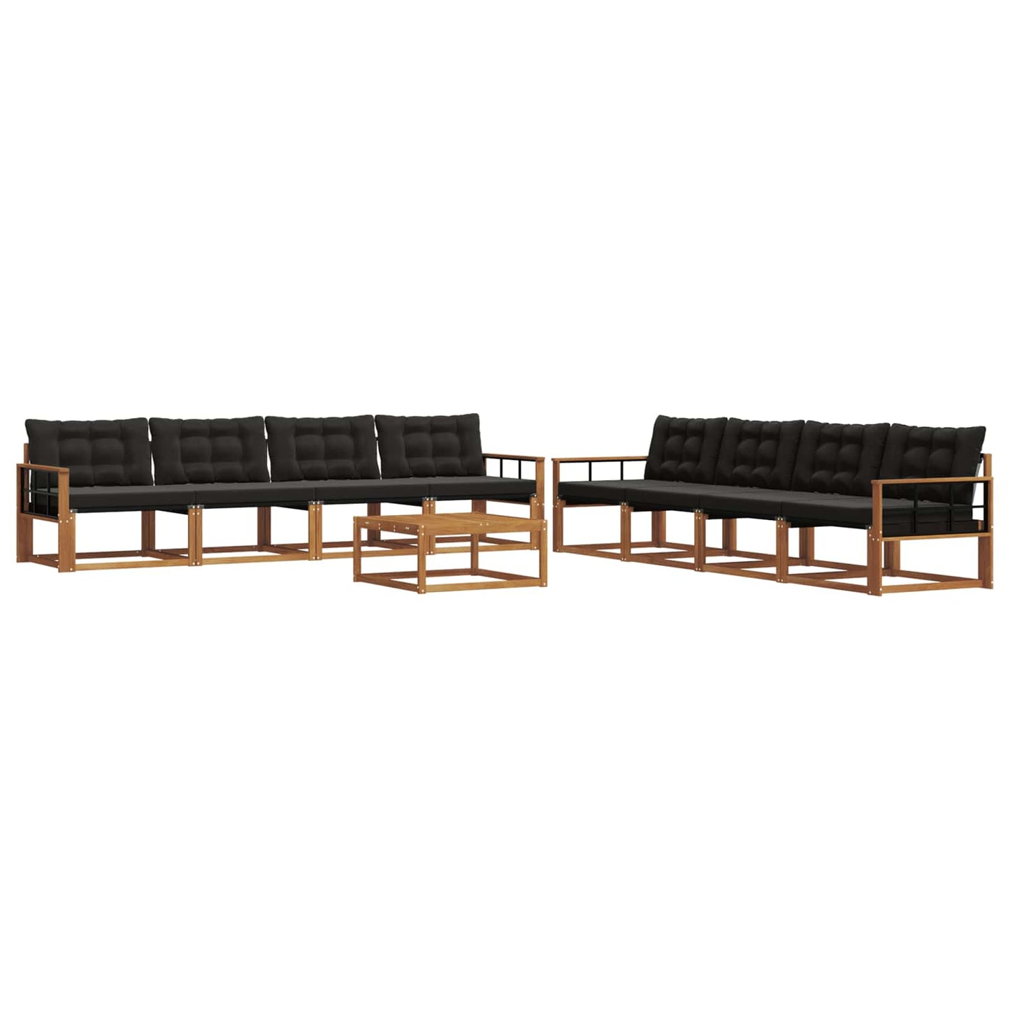 Set di divani da esterno con cuscino 9 pcs Naturale e Nero | homemem39