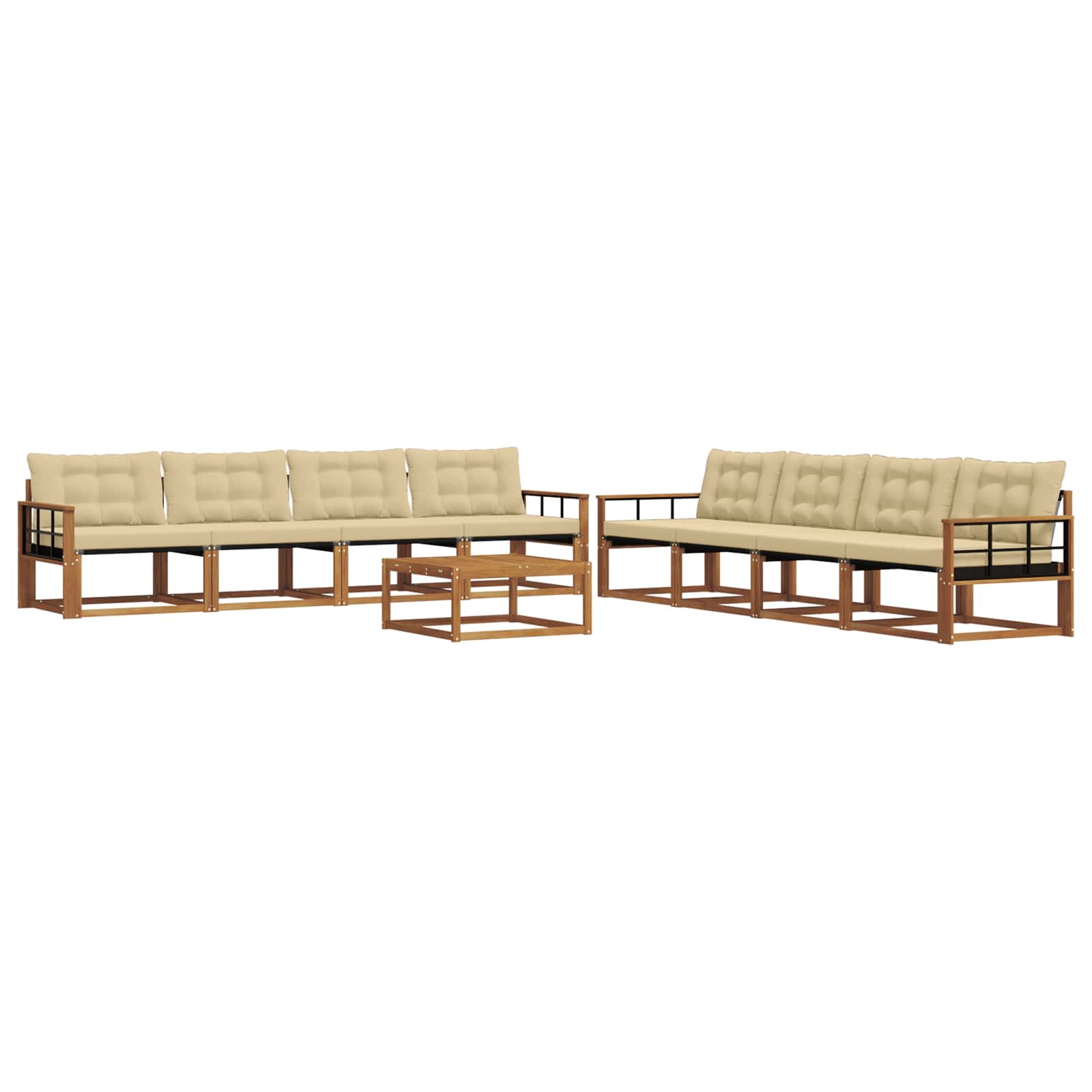 Set di divani da esterno con cuscino 9 pcs Naturale e Beige | homemem39