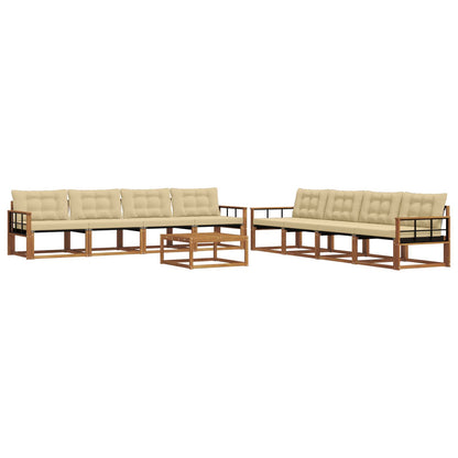 Set di divani da esterno con cuscino 9 pcs Naturale e Beige | homemem39