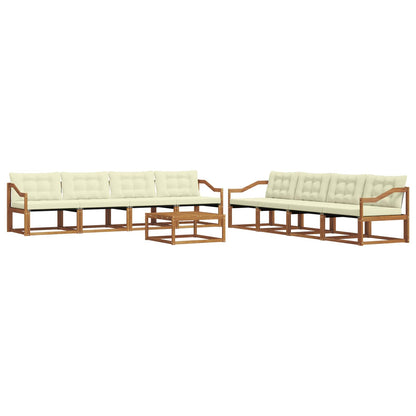 Set di divani da esterno con cuscino 9 pcs Naturale e Crema | homemem39
