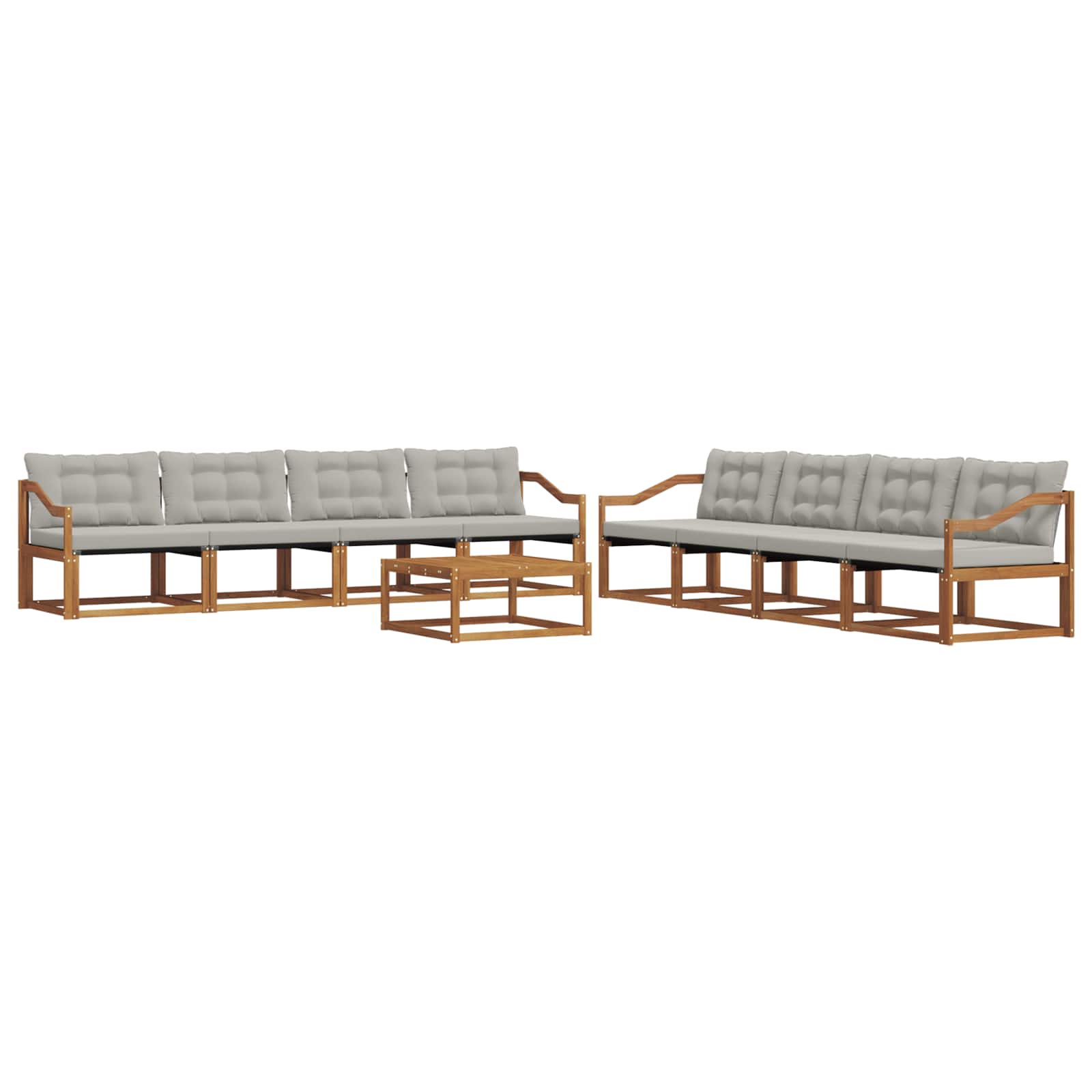 Set di divani da esterno 9 pcs Grigio Naturale e Chiaro | homemem39