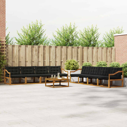 Set di divani da esterno con cuscino 9 pcs Naturale e Nero