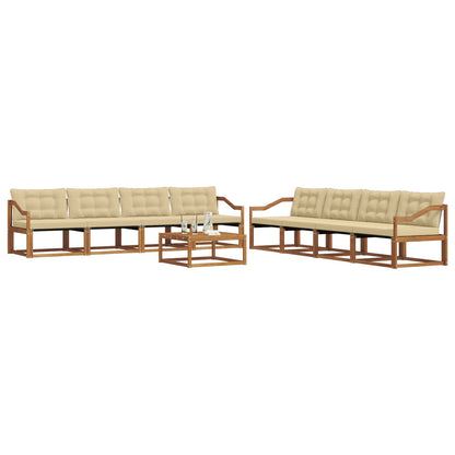 Set di divani da esterno con cuscino 9 pcs Naturale e Beige