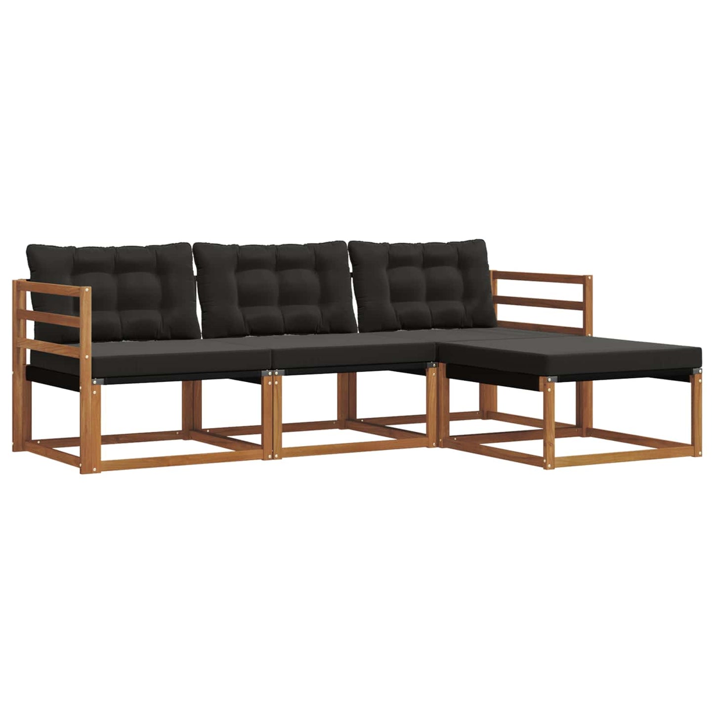 Set di divani da esterno con cuscino 4 pcs Naturale e Nero | homemem39