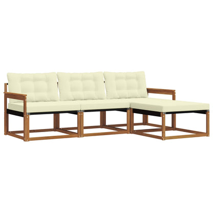 Set di divani da esterno con cuscino 4 pcs Naturale e Crema | homemem39