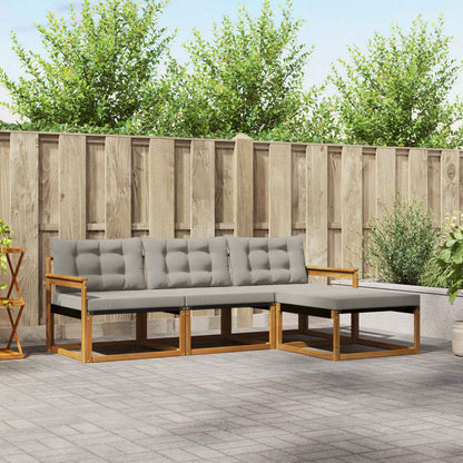 Set di divani da esterno 4 pcs Grigio Naturale e Chiaro