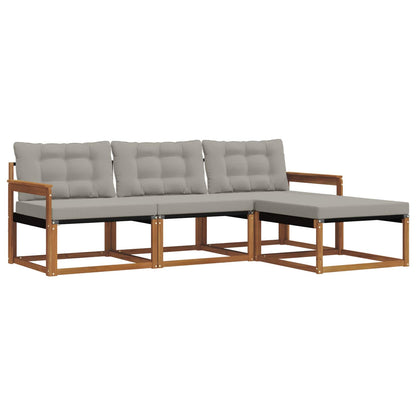 Set di divani da esterno 4 pcs Grigio Naturale e Chiaro