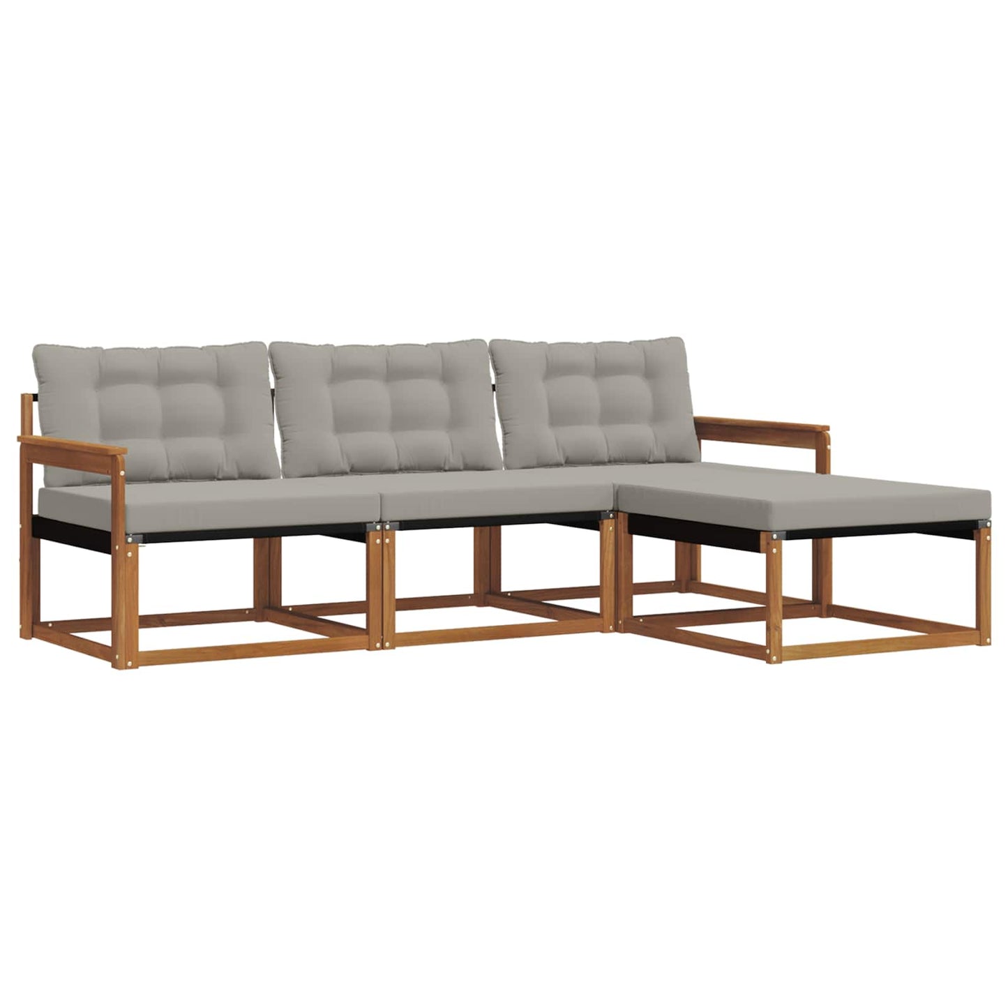Set di divani da esterno 4 pcs Grigio Naturale e Chiaro