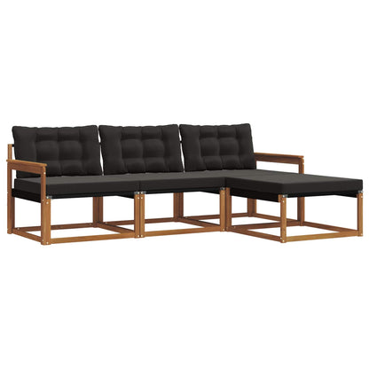 Set di divani da esterno con cuscino 4 pcs Naturale e Nero