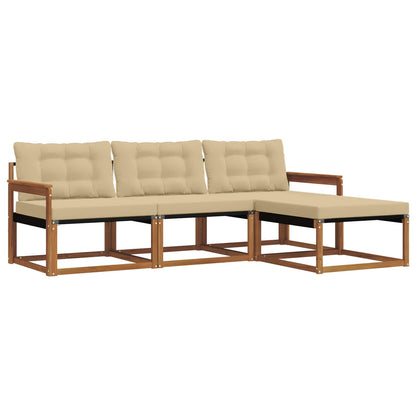 Set di divani da esterno con cuscino 4 pcs Naturale e Beige | homemem39