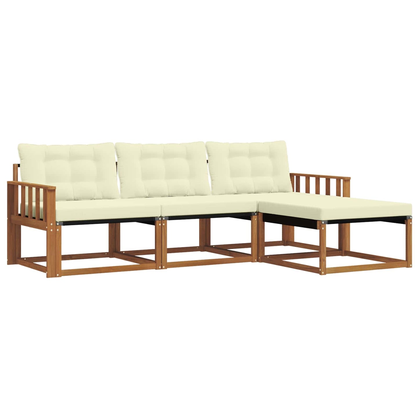 Set di divani da esterno con cuscino 4 pcs Naturale e Crema | homemem39