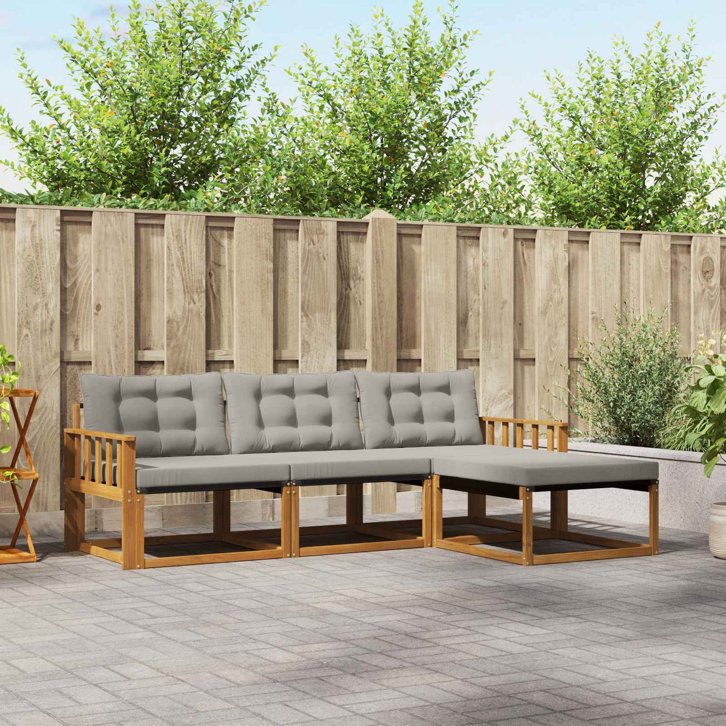 Set di divani da esterno 4 pcs Grigio Naturale e Chiaro | homemem39