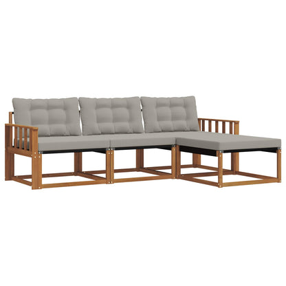 Set di divani da esterno 4 pcs Grigio Naturale e Chiaro