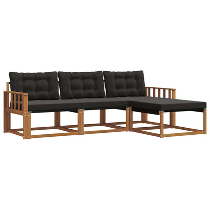 Set di divani da esterno con cuscino 4 pcs Naturale e Nero