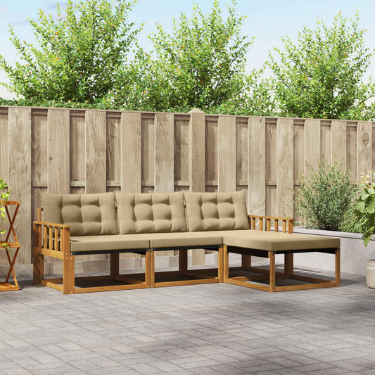 Set di divani da esterno con cuscino 4 pcs Naturale e Beige