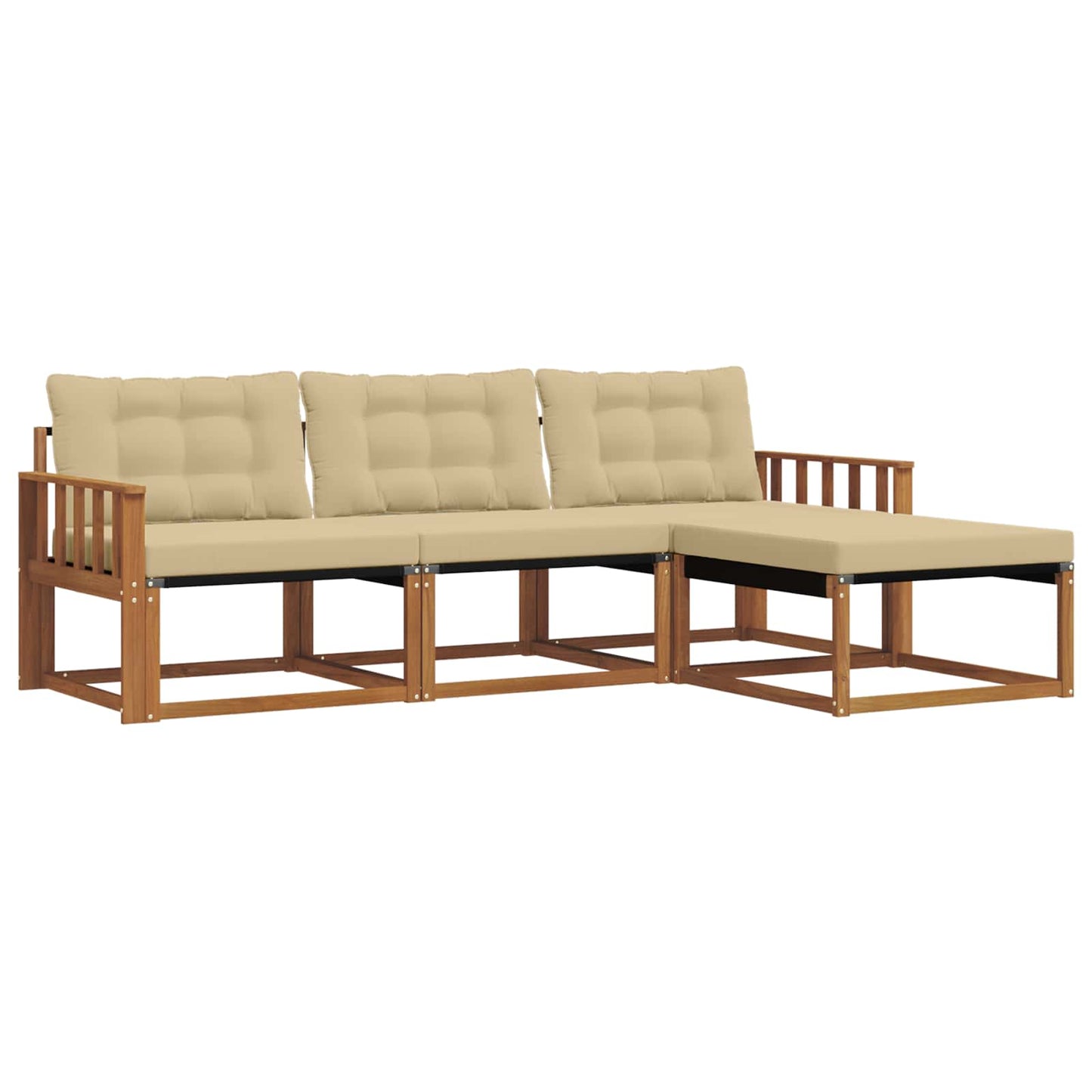 Set di divani da esterno con cuscino 4 pcs Naturale e Beige | homemem39